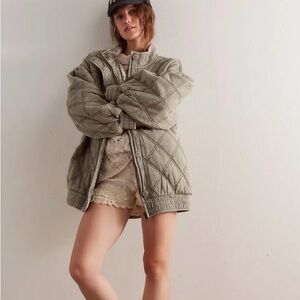 Free People Women's Port Juno Quilted Long Sleeve Jacket - Olive